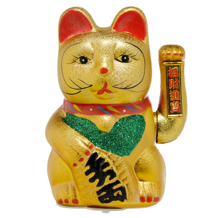 Maneki Neko - złoty kot machający łapką 21cm