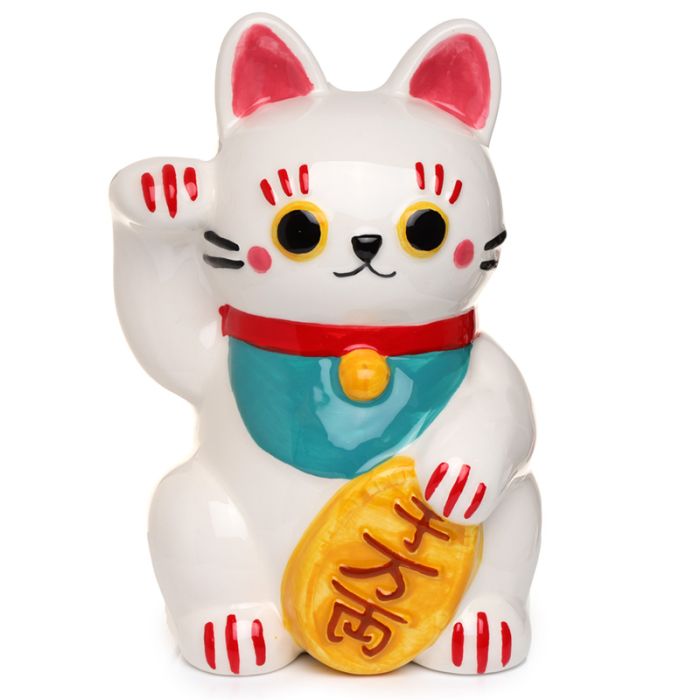 Skarbonka ceramiczna "Kot Szczęścia Maneki Neko" - biały