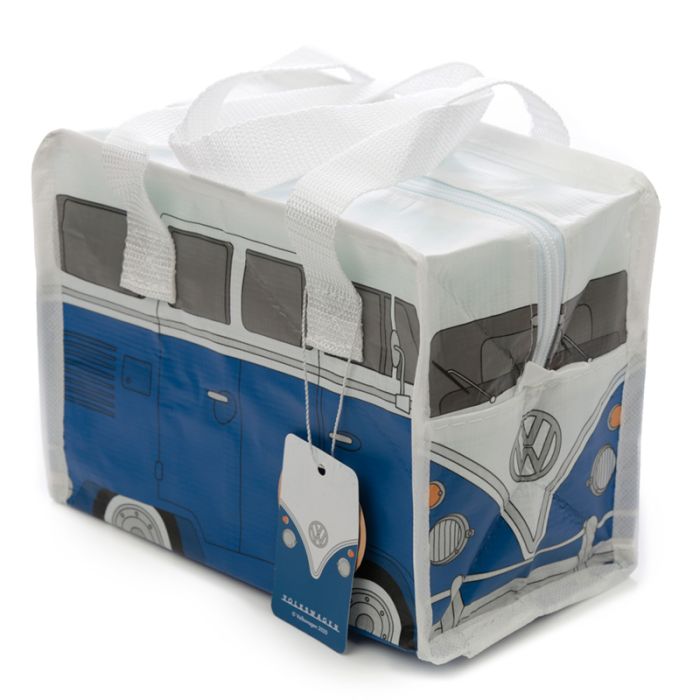Torba na lunch wielokrotnego użytku z plastikowych butelek z recyklingu RPET "Volkswagen VW T1 Camper Bus" - niebieska, mała