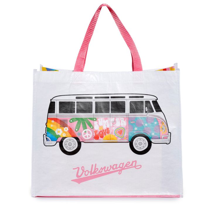 Wielorazowa torba na zakupy zrobiona z plastikowych butelek RPET z recyklingu "Volkswagen VW T1 Camper Bus  - Summer Love" 