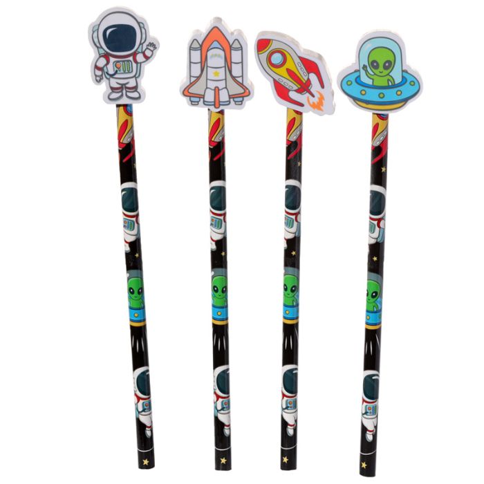 Ołówek z nasadką gumką do wycierania "Witaj Kosmosie"