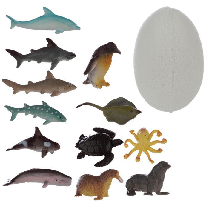 Hydrozabawka - musujące rozpuszczalne jajko niespodzianka do kąpieli z ukrytym w środku zwierzątkiem "Morskie Życie"