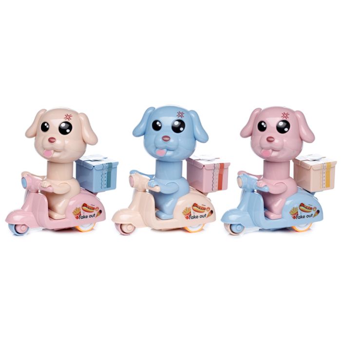 Zabawka z Psem dostawcą na motorze