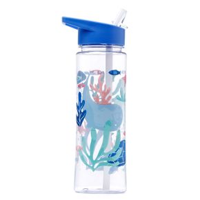 Butelka Plastikowa wielorazowa na wodę ze słomką Flip 550ml - Eco Sealife Design Butelka Plastikowa wielorazowa na wodę ze słomką Flip 550ml - Eco Sealife Design