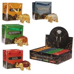 Mały Metalowy Szczęśliwy Słoń z Torebką Mały Metalowy Szczęśliwy Słoń z Torebką