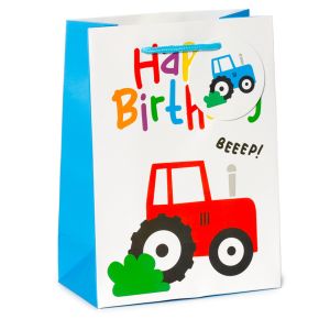 Torba na prezent Happy Birthday Małe Tractorki - rozmiar M Torba na prezent Happy Birthday Małe Tractorki - rozmiar M