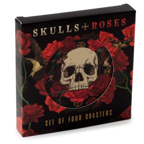 Podkładki pod kubek Zestaw 4 - Skulls and Roses ’ Czaszki i róże’ Podkładki pod kubek Zestaw 4 - Skulls and Roses ’ Czaszki i róże’