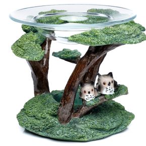 Żywiczny podgrzewacz olejków i wosku tarta ze szklanym talerzem "Sowy na drzewie" Żywiczny podgrzewacz olejków i wosku tarta ze szklanym talerzem "Sowy na drzewie"